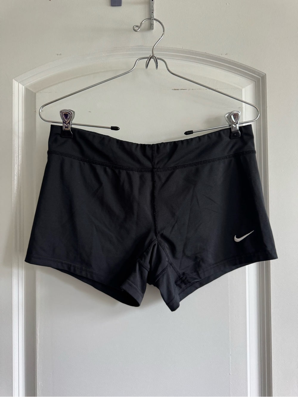 Nike Women's Black Running Shorts with White Swoosh